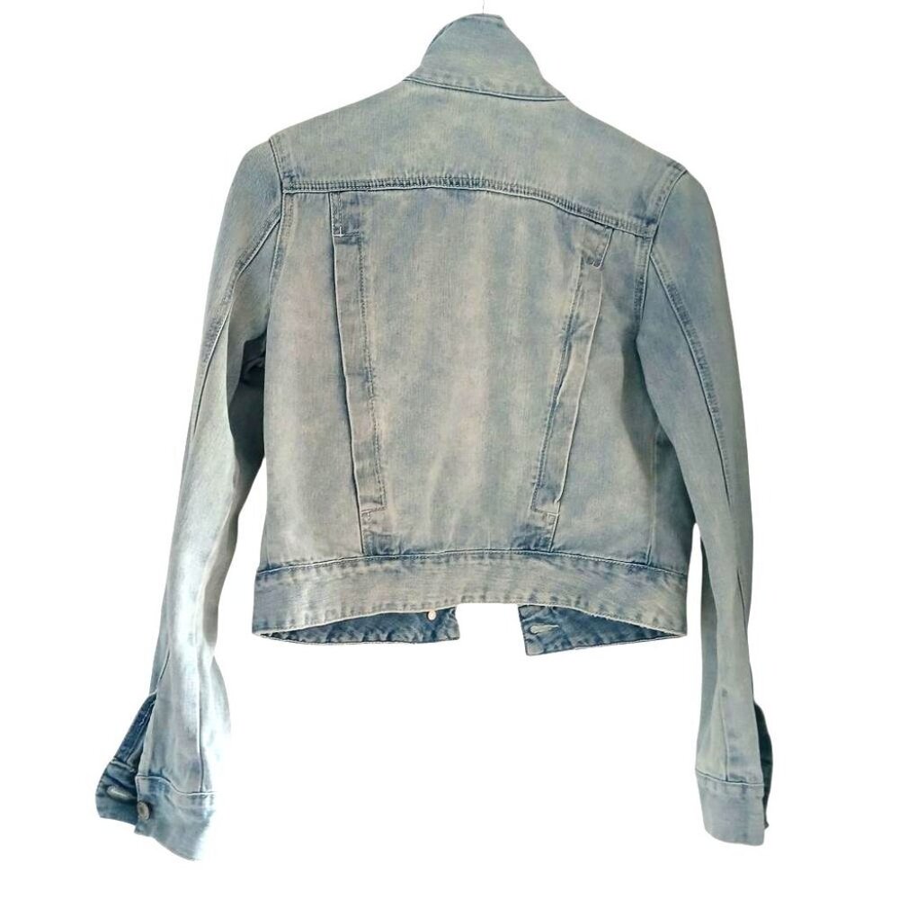 Free People Light Wash Denim Jacket Crop Small S - Picture 3 of 15